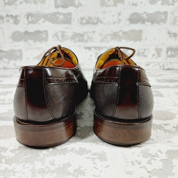 San Remo Brown Leather Lace Up Business Casual Academia Oxford Shoes D754 - Picture 6 of 12